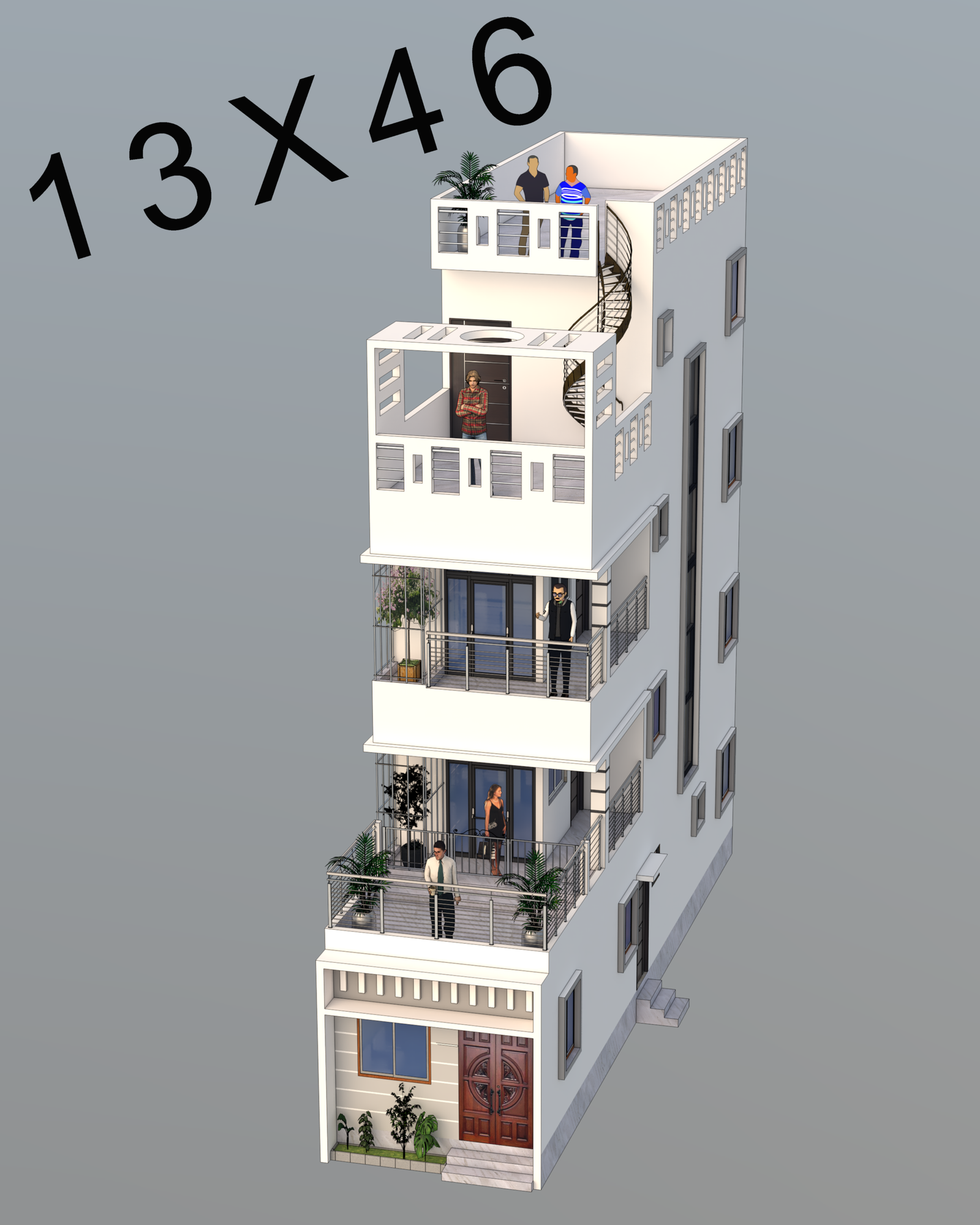 13X46 Sqft House Front Elevation