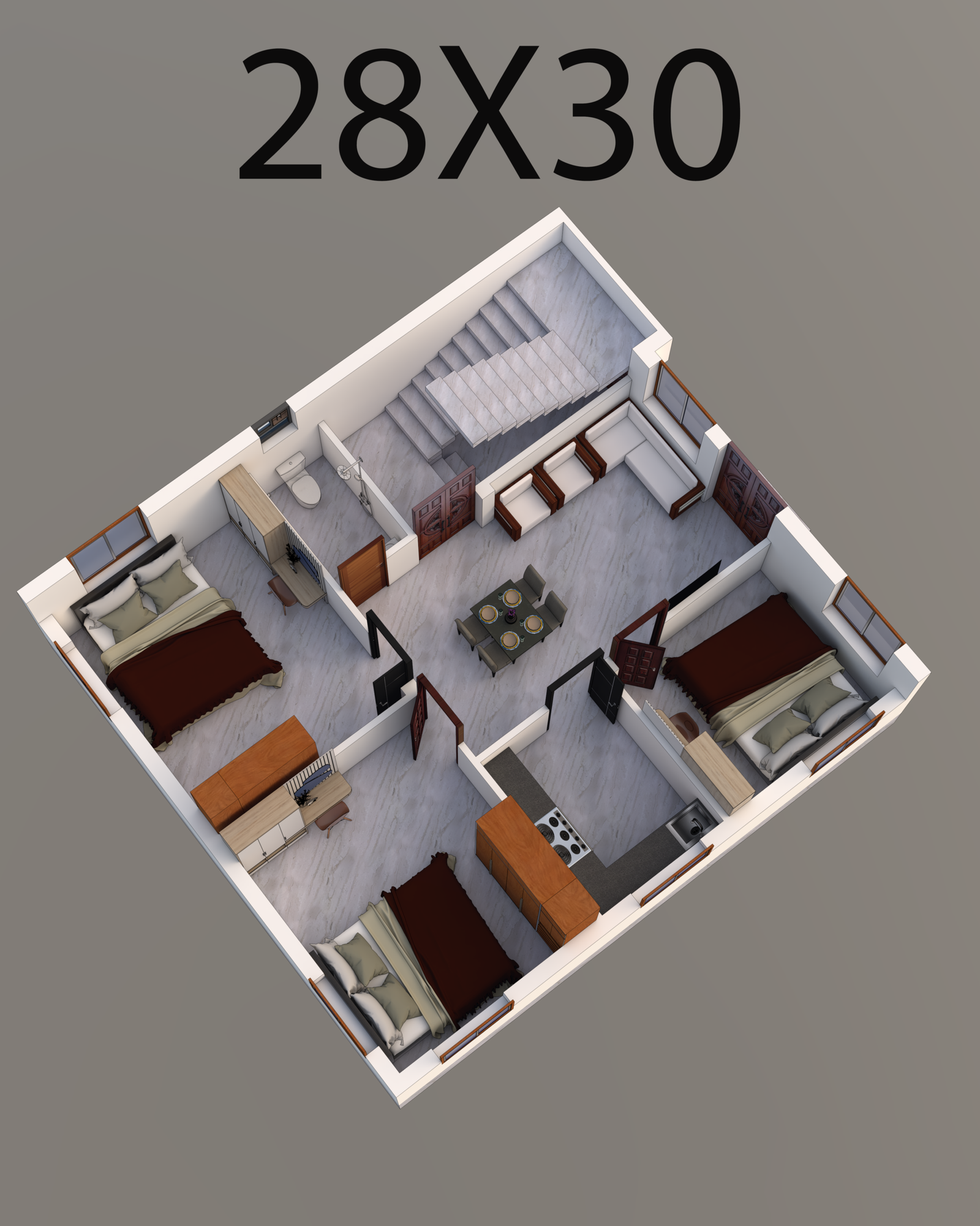 28X30 SQFT HOUSE DESIGN PLAN
