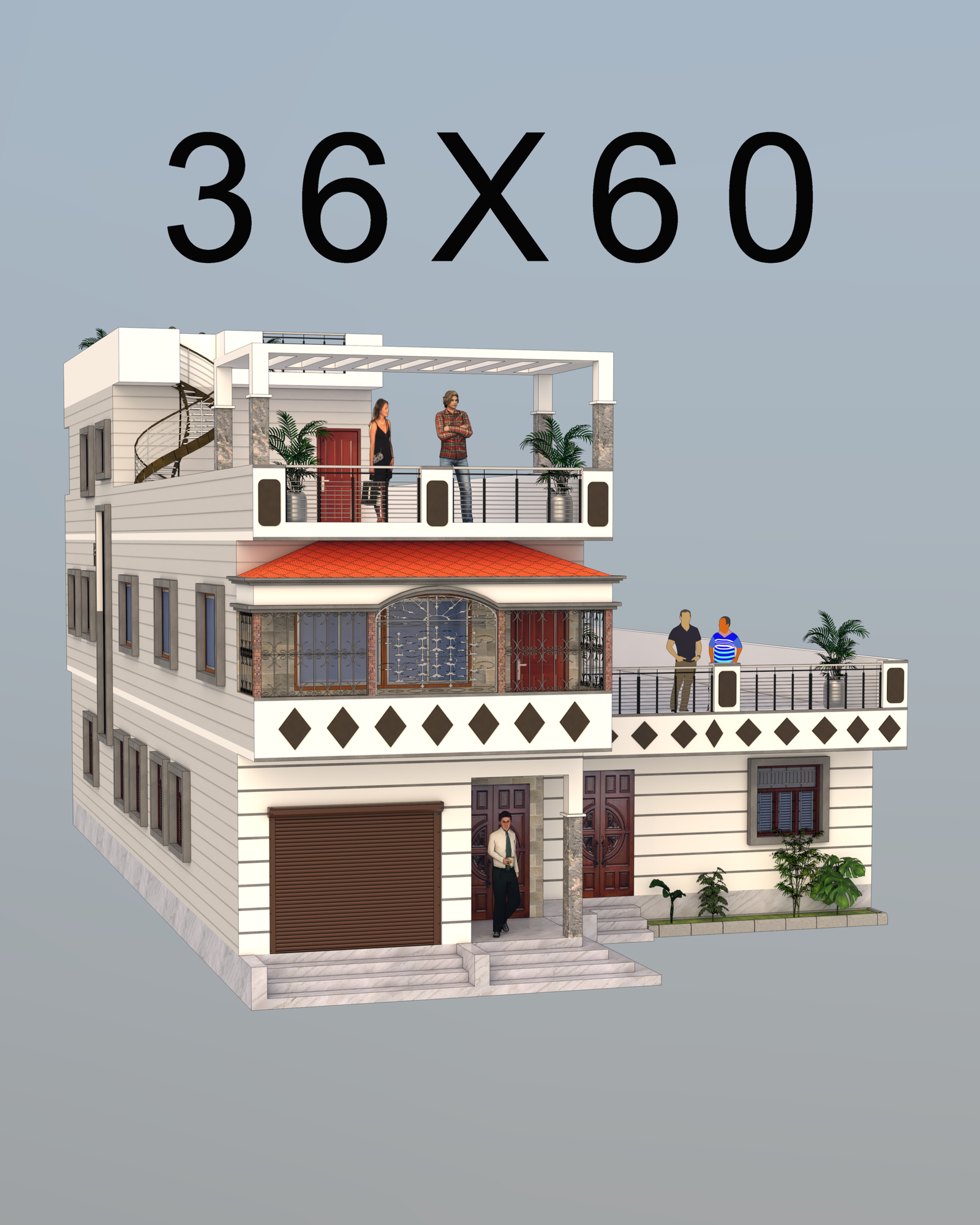 36X60 SQFT FRONT ELEVATION
