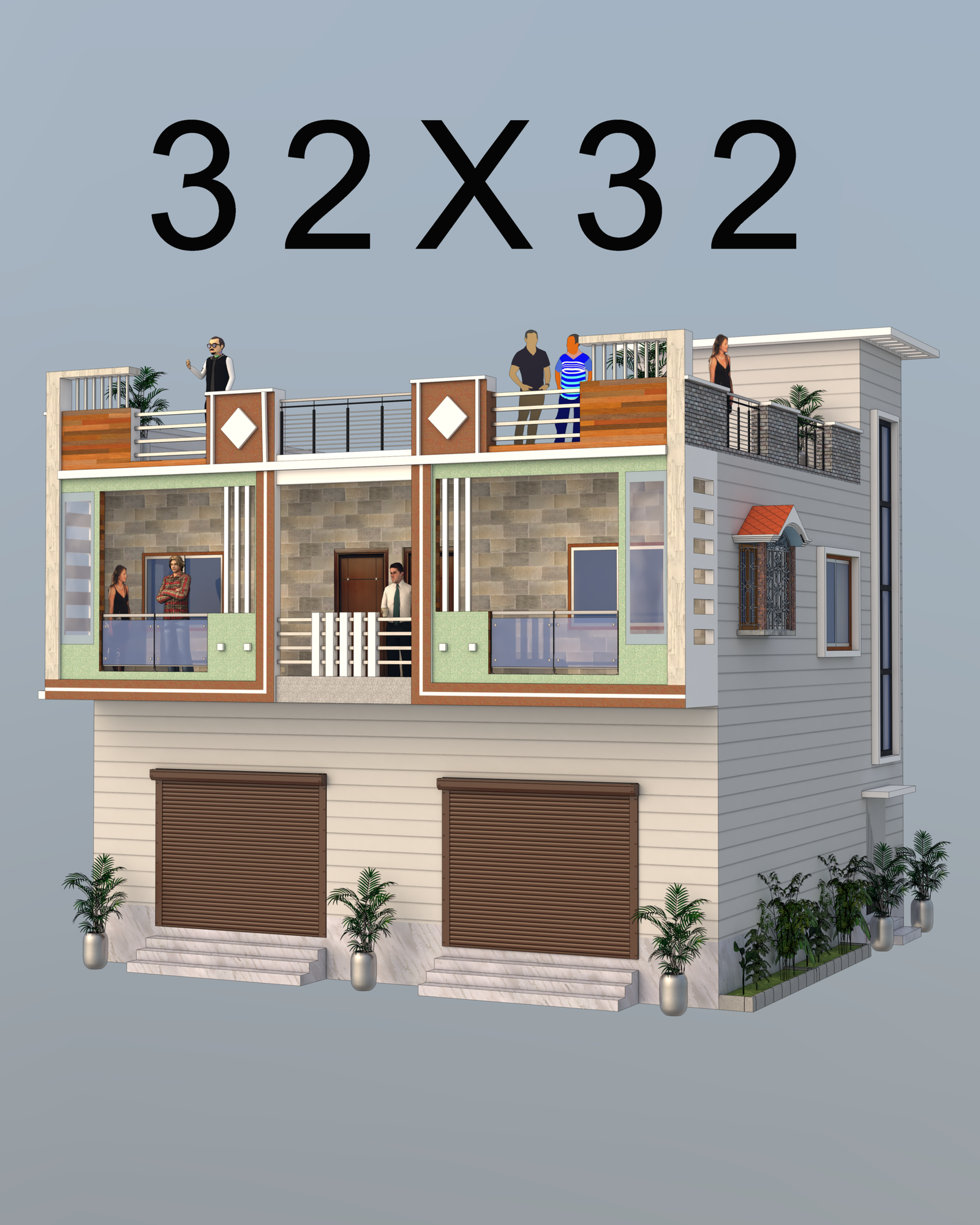 32X32 SQFT FRONT ELEVATION